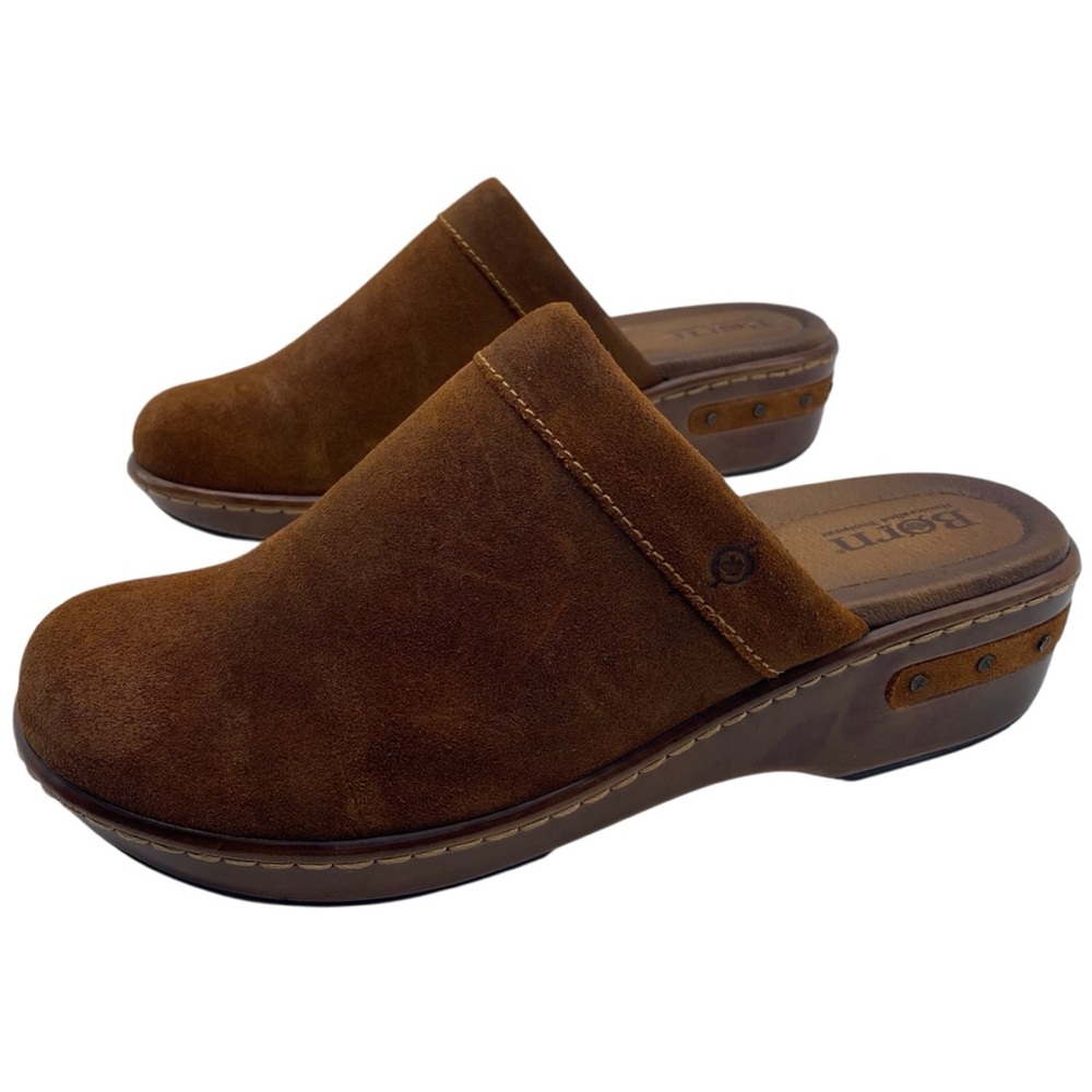 Born Womens Shoes Bandy Mules Sz 10 Brown Suede Slip On Burnished Comfort Casual - Picture 15 of 15
